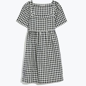 Madewell Square-Neck Black & White Gingham Dress